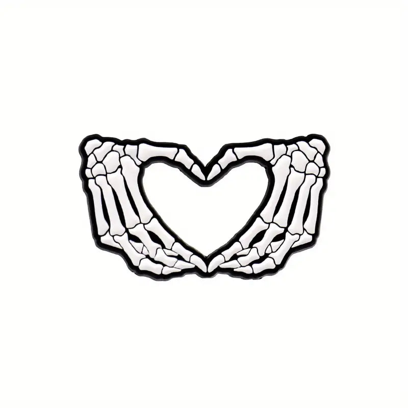 Skeleton Heart Hands Pin