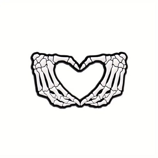 Skeleton Heart Hands Pin